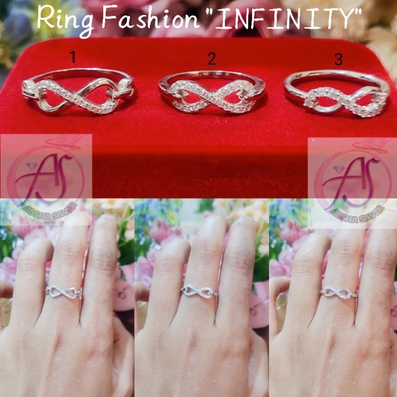 CINCIN PERAK INFINITY ANEKA MODEL ASLI SILVER 925 LAPIS MAS PUTIH_RING FASHION IMPORT WANITA