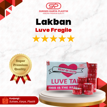 

Lakban Fragile Merk Luve 1 Slop (isi 6 pcs) Panjang 60 Yard