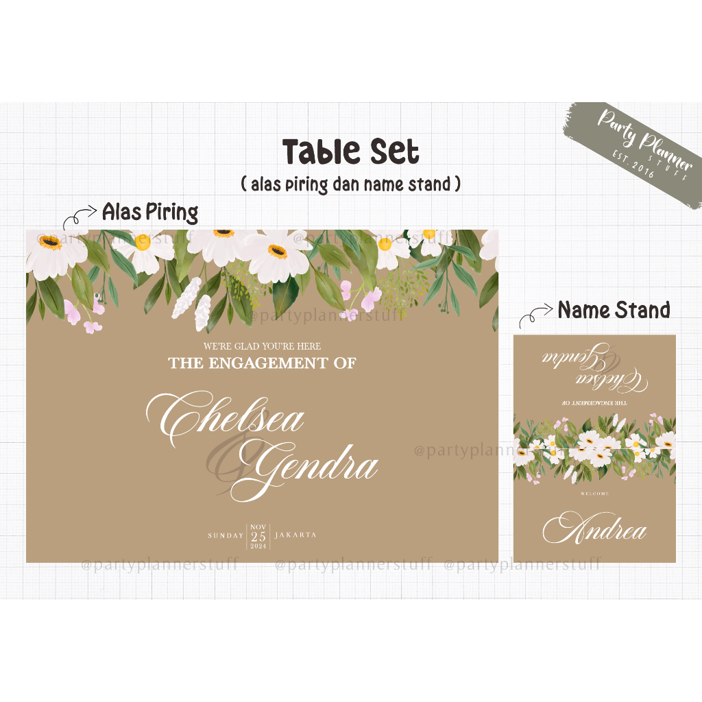 Table set engagement / table decor engagement lamaran tunangan / table decor happy sweet seventeen b