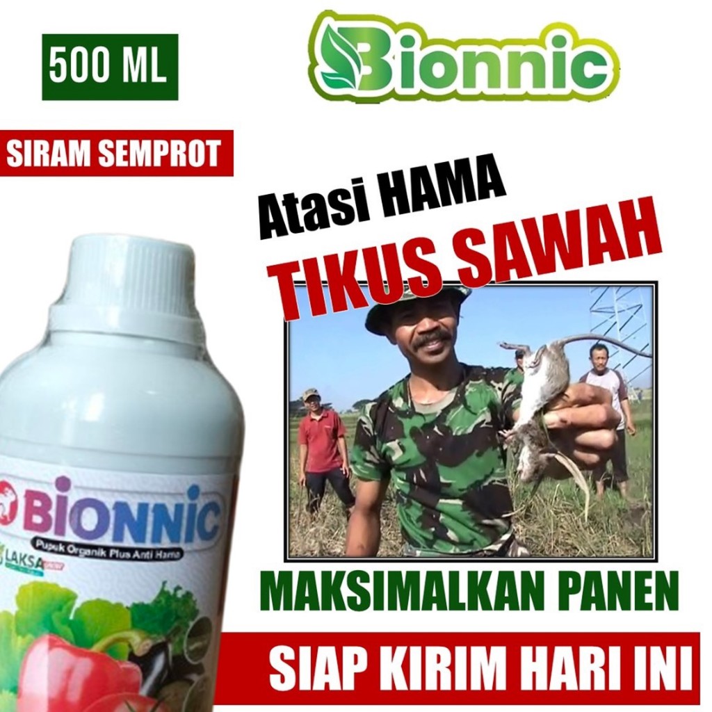 (MANJUR) OBAT Anti Tikus Pengendali Tikus Sawah Bionnic 500 ML - Obat Tikus Sawah Organik Pupuk Cair