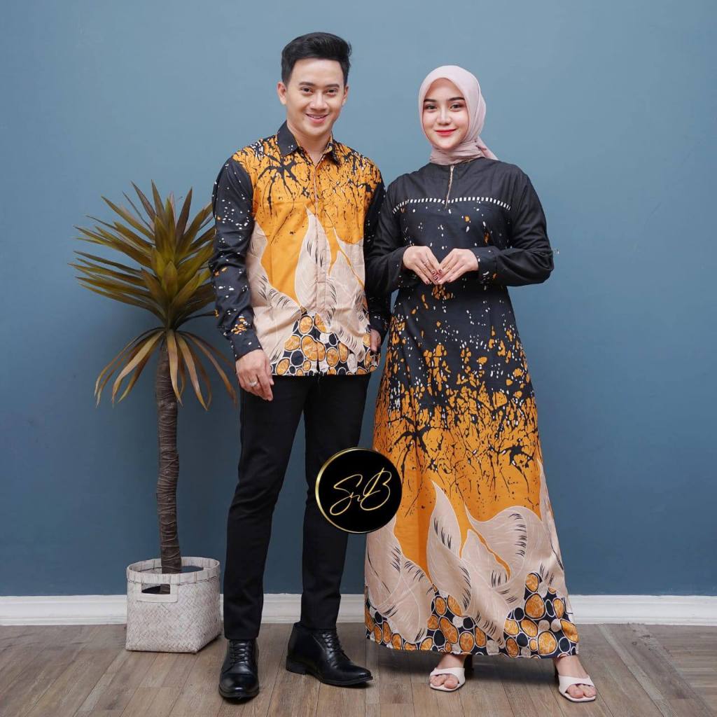 Batik Sarimbit / Batik Couple Gamis + Kemeja Motif Daun Kelor