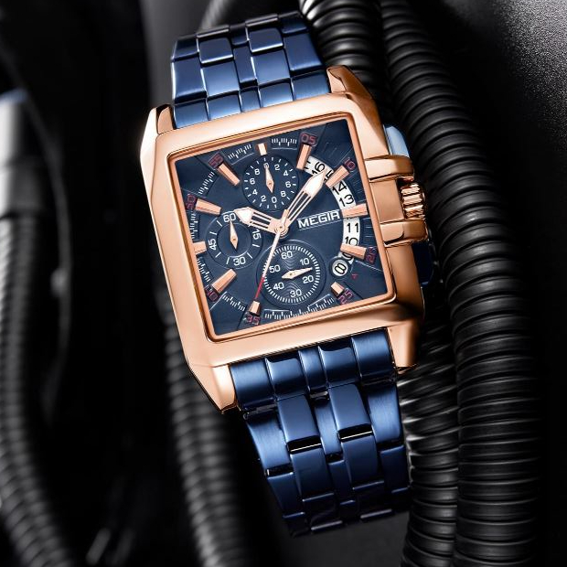 Jam Tangan MEGIR 2018 Pria Analog Anti Air Baja Tahan Karat stainless steel Watches