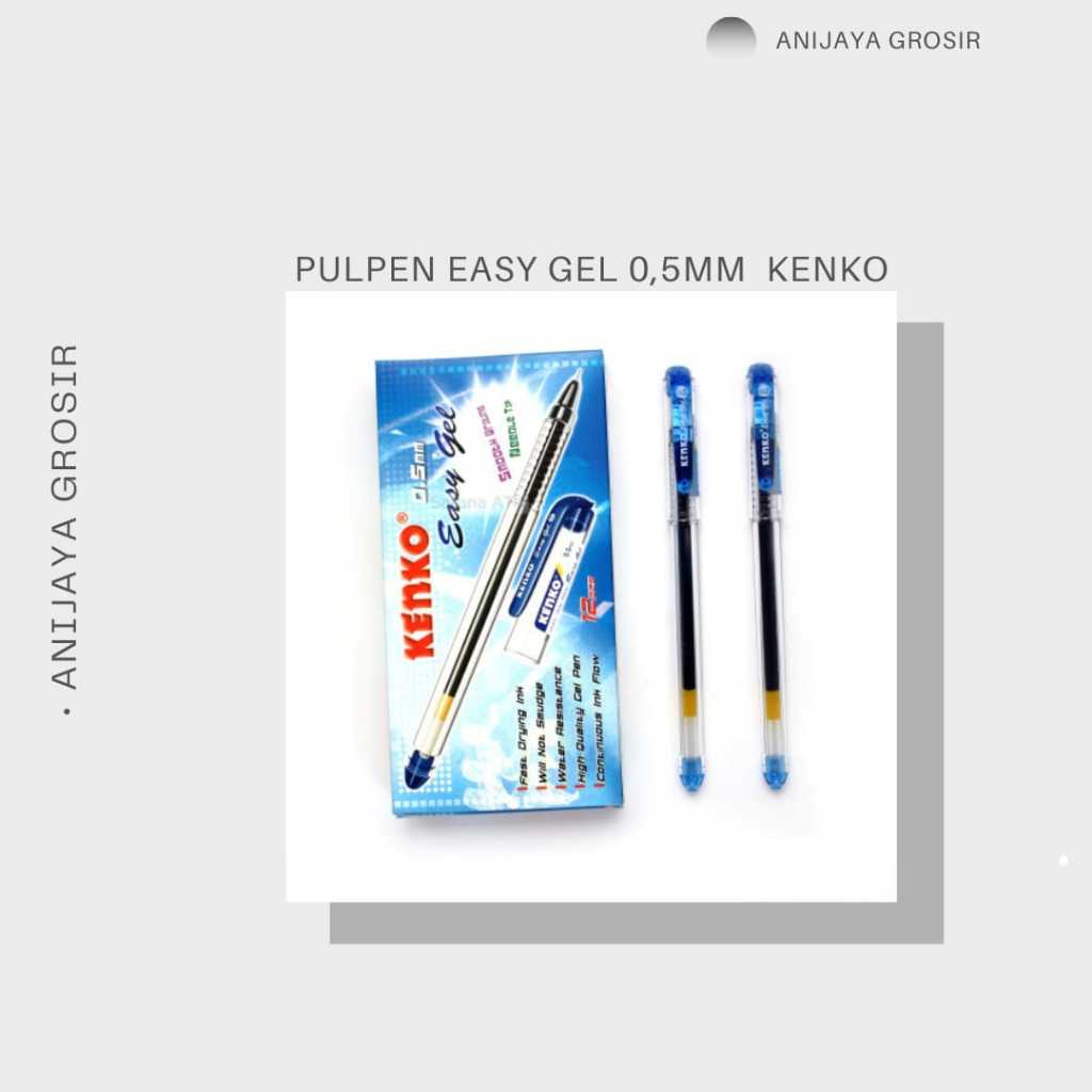 

PULPEN EASY GEL 0,5MM MEREK KENKO WARNA BIRU 1PACK ISI 12 PCS BERKUALITAS TERBAIK