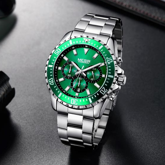 Jam Tangan MEGIR 2064 Jam tangan pria Analog Anti Air Stainless steel Watches