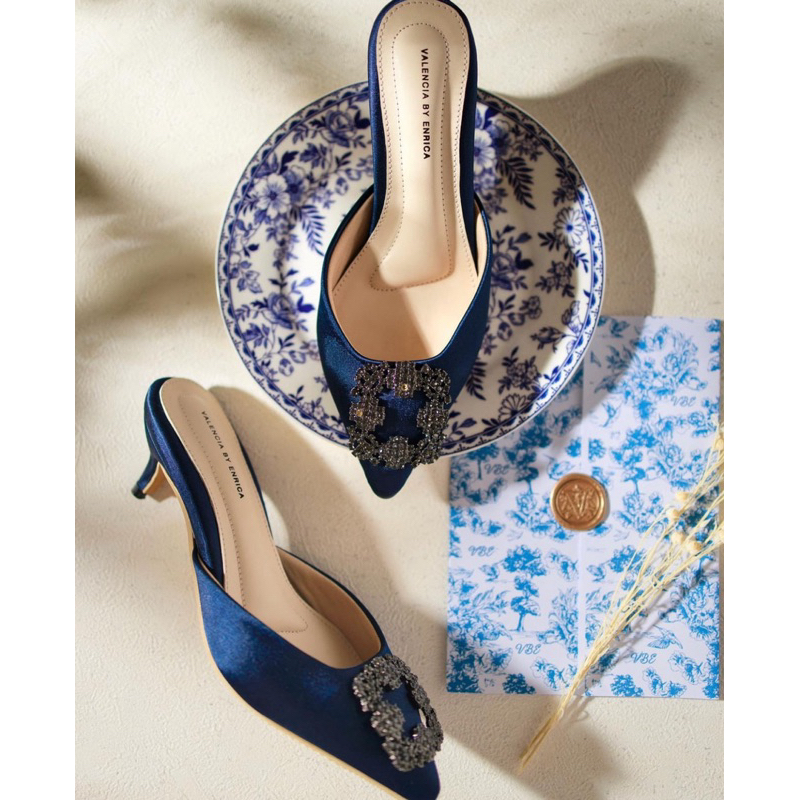 Valencia By Enrica - Ivory Heels Navy Blue 40