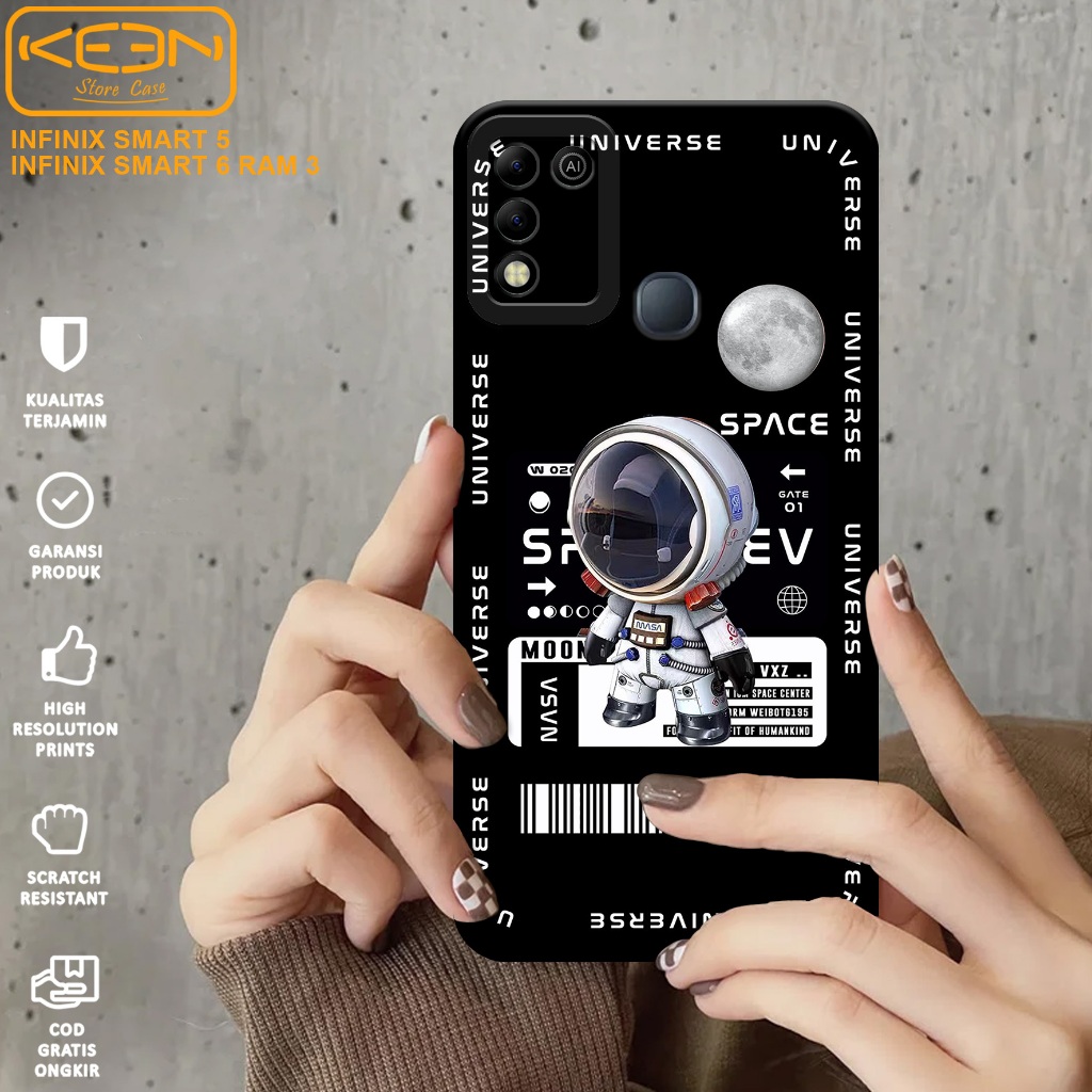 Case Infinix Smart 6 RAM 3 - Casing Hp Smart 6 RAM 3 Motif Astronot - Softcase Smart 6 RAM 3 - Softc
