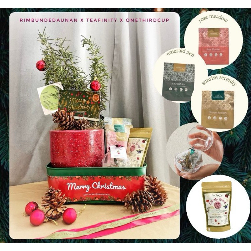 

PREMIUM CHRISTMAS HAMPERS NATAL Rimbundeduan x Teafinity x Onethirdcup Tanaman Asli Tea Teh Blend Kue Kering Cookies Gluten Free Plant Based