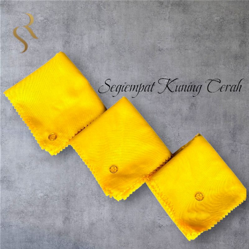 Hijab Kuning Cerah 110x110 {FREE POUCH} / Kerudung Kuning Kenari / Segiempat Kuning / Jilbab Kuning 