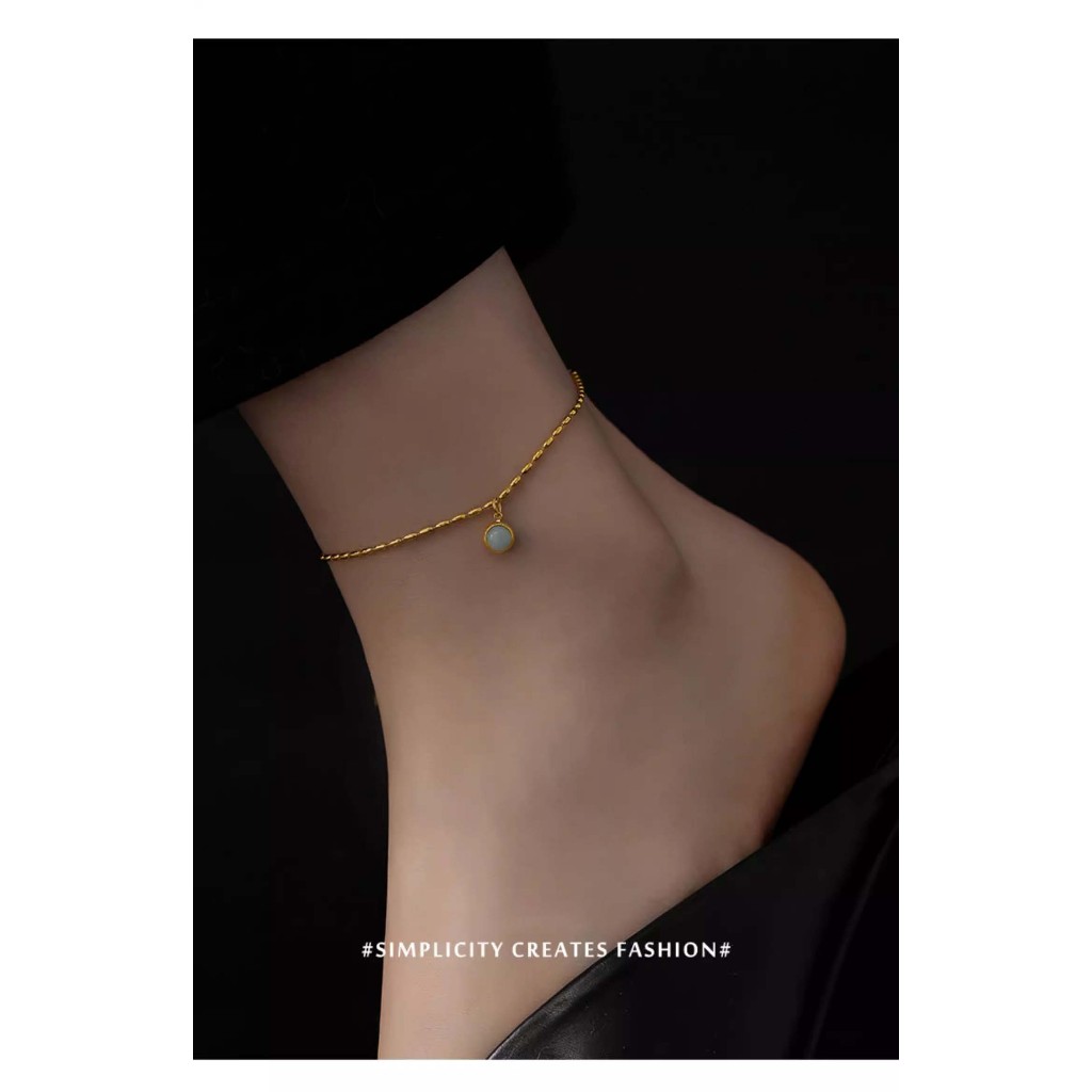 premium wanita gelang kaki giok manik bulat wanita aksesori fesyen gelang kaki emas gelang kaki