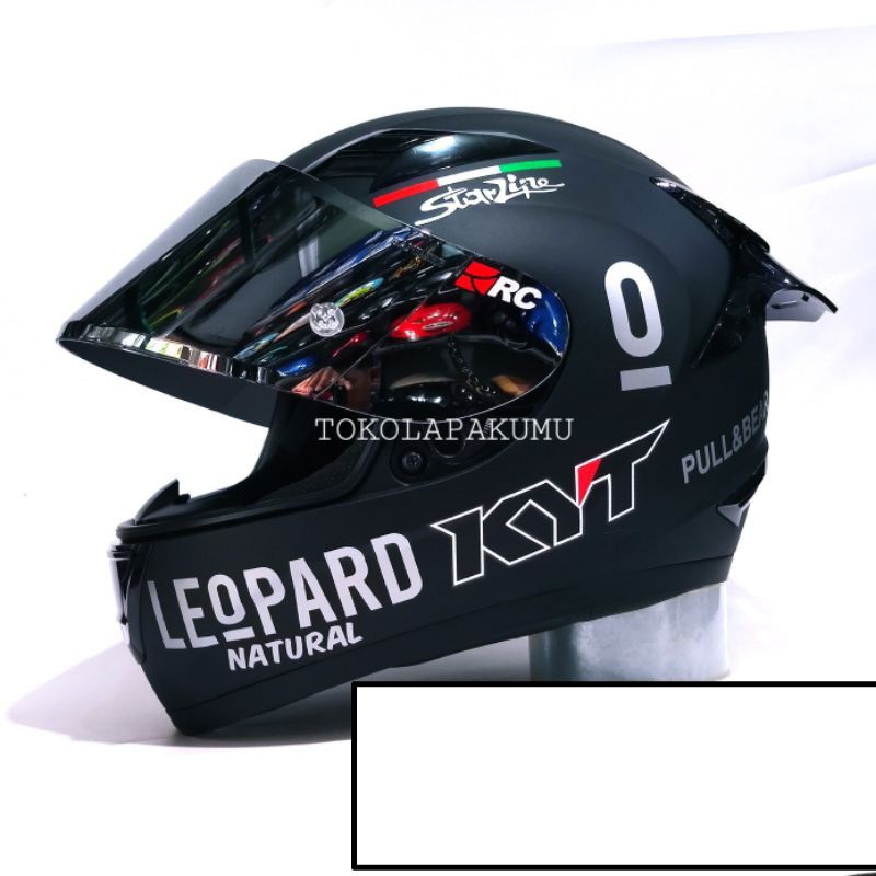 Helm Full Face Kyt R10 Solid Black Doff Leopard Paket Ganteng