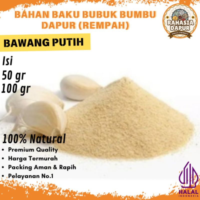 

Bumbu Dapur Bubuk (BAWANG PUTIH BUBUK) Rempah Lengkap Murah Grosir Alami Natural 100% Penyedap Rasa Masakan Halal Premium Quality