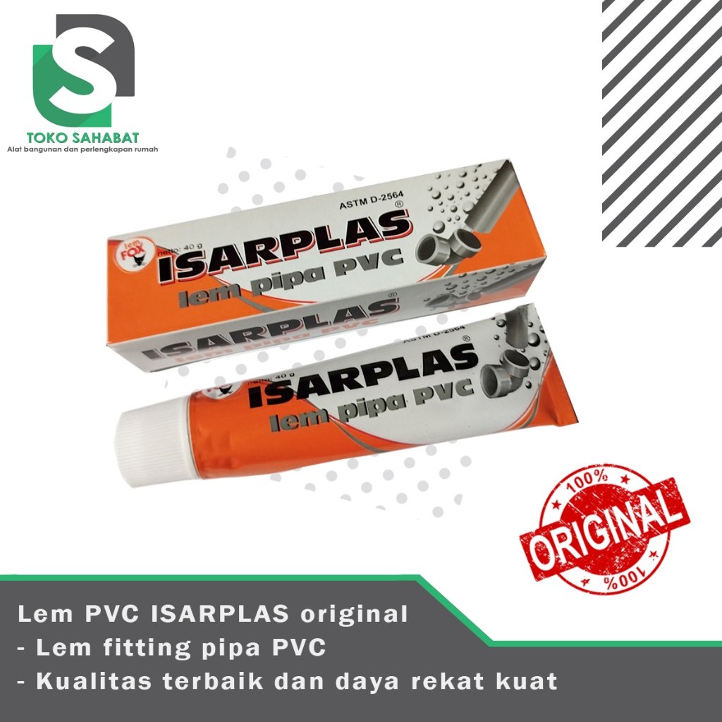 

Lem PVC ISARPLAS Original 40gr / Lem pipa / lem fitting pipa Fox ASLI