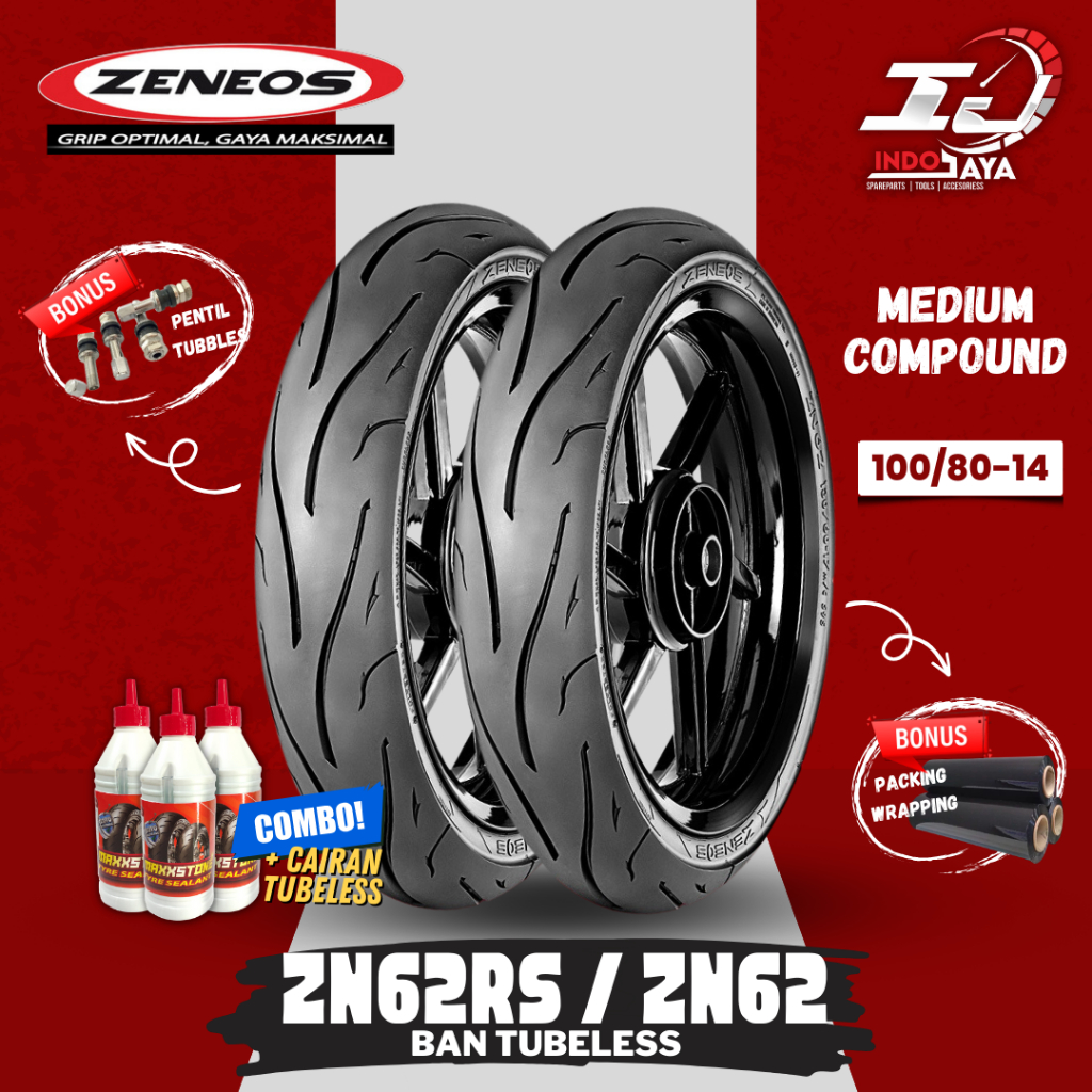[READY] BAN LUAR TUBELESS ZENEOS ZN62 (100/80-14) BAN MATIC / BAN DEPAN BELAKANG MOTOR VARIO 125 / B