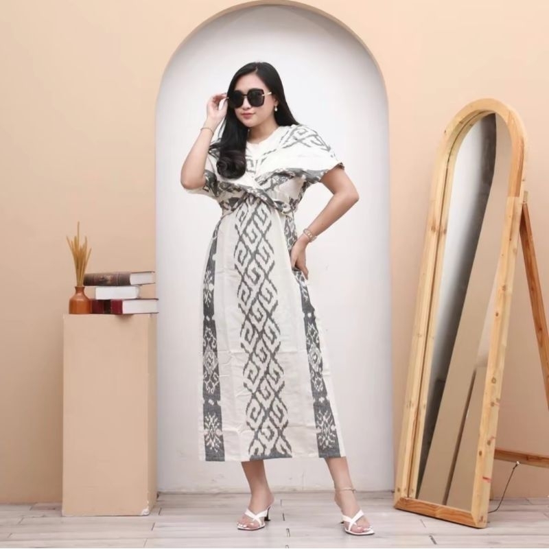 Baju Tenun Dress Wanita - Gamis Tenun Troso Jepara