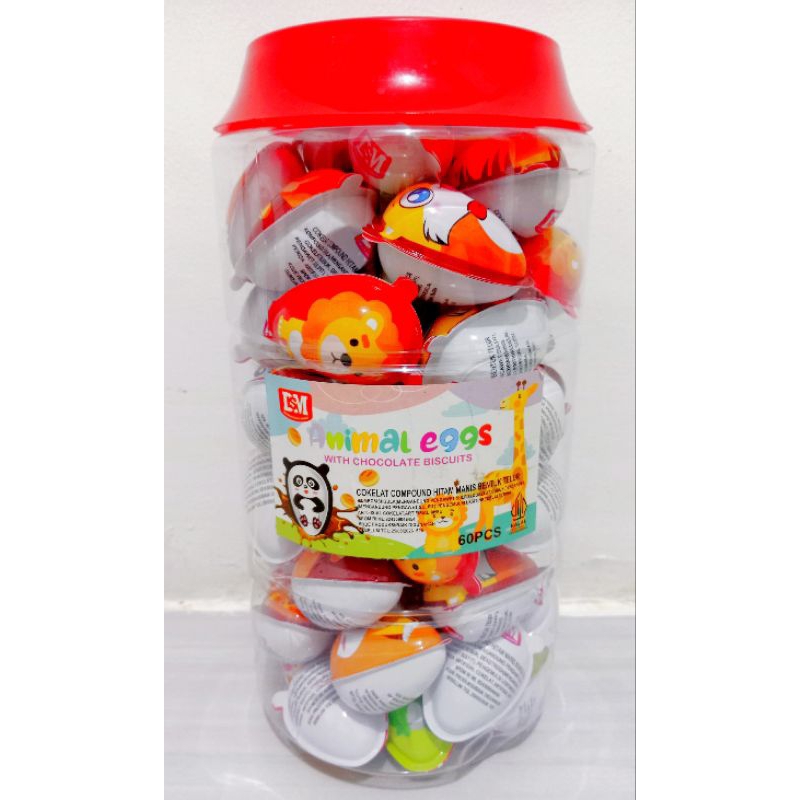 

Snack/Permen/Cemilan Animal Eggs with Chocolate Biscuits isi 60 pcs