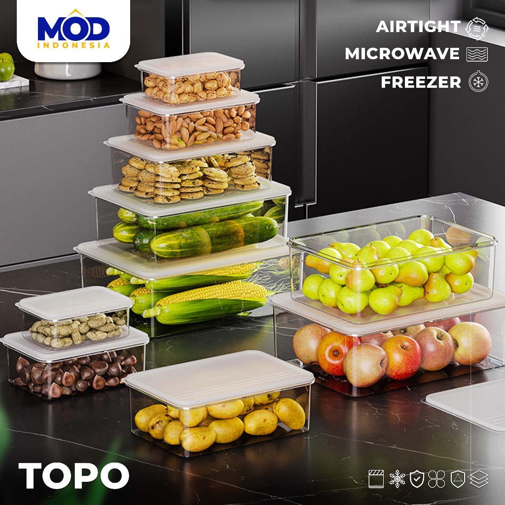 MOD Wadah Makanan Kedap Udara Kapasitas Besar [MICROWAVE SAFE | FREEZER | DISHWASHER SAFE] - TOPO Ko