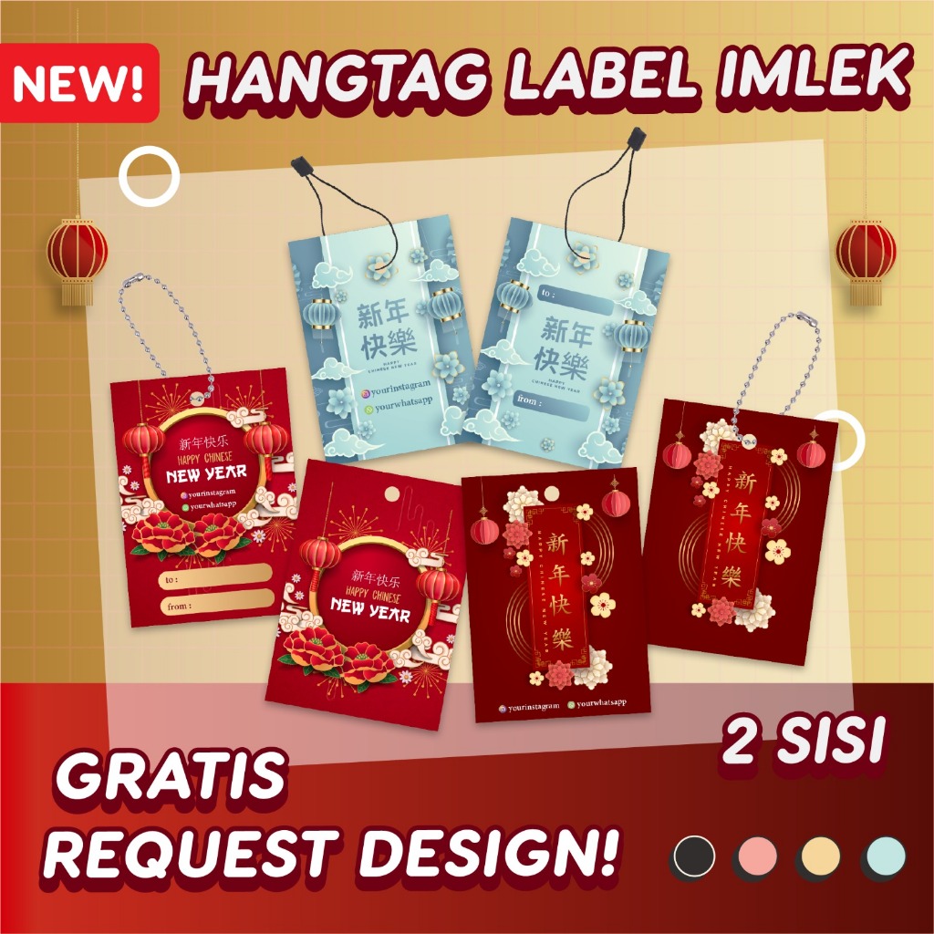 

Hang Tag Imlek 2025 Custom Souvenir 2 Sisi Free Design Label Hampers
