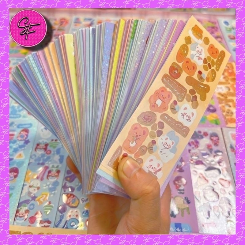 

[10 Lembar] Sticker Karakter Lucu DIY Stiker Berbagai Karakter Shiny Sticker Bahan Stiker mengkilap