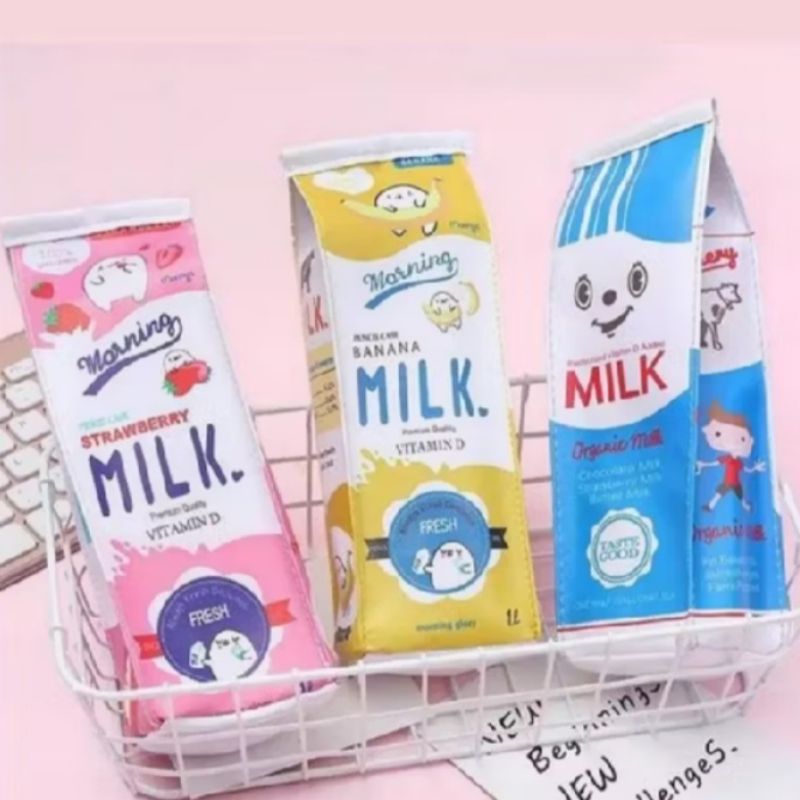 Tepak Pensil Kotak Susu/Tepak Pensil Sekolah/Kotak Pensil aesthetic