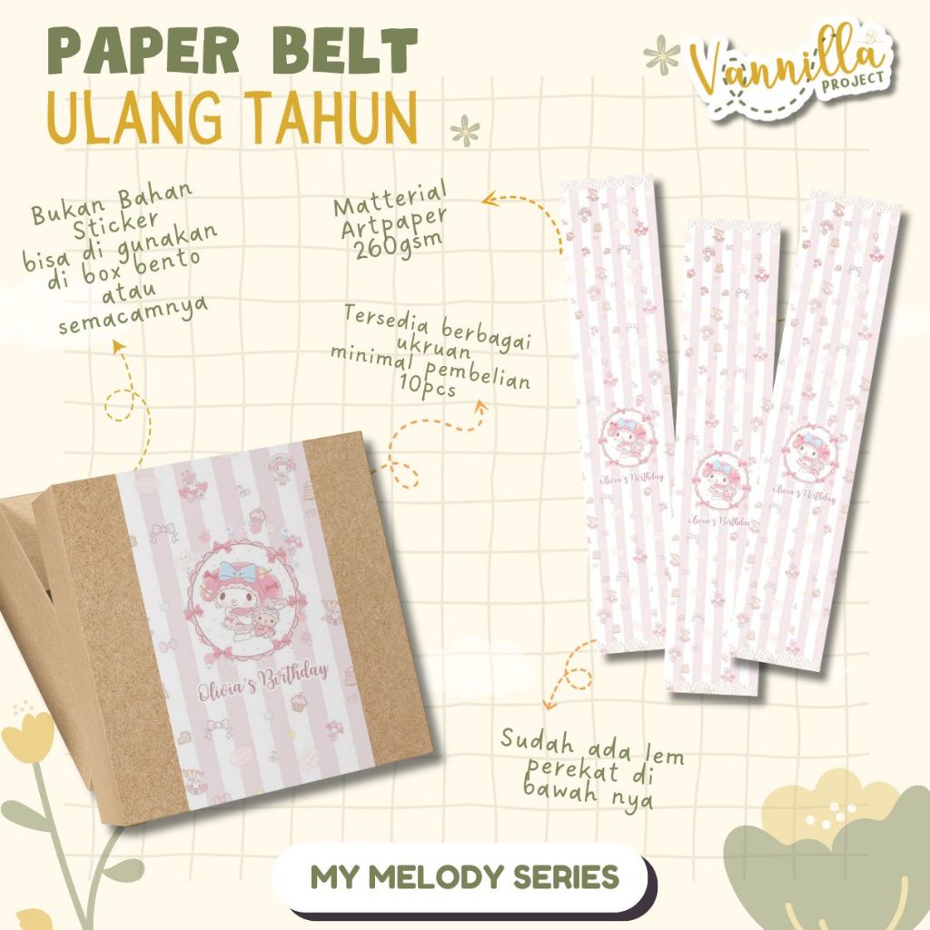 

Paperbelt my melody Paper Belt Bento Custom Paper Belt Idul Fitri Paper Belt Ulang Tahun