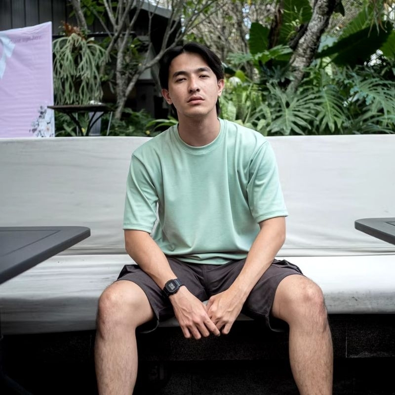 BAPIN - Kaos Polos oversize Pria Sage green