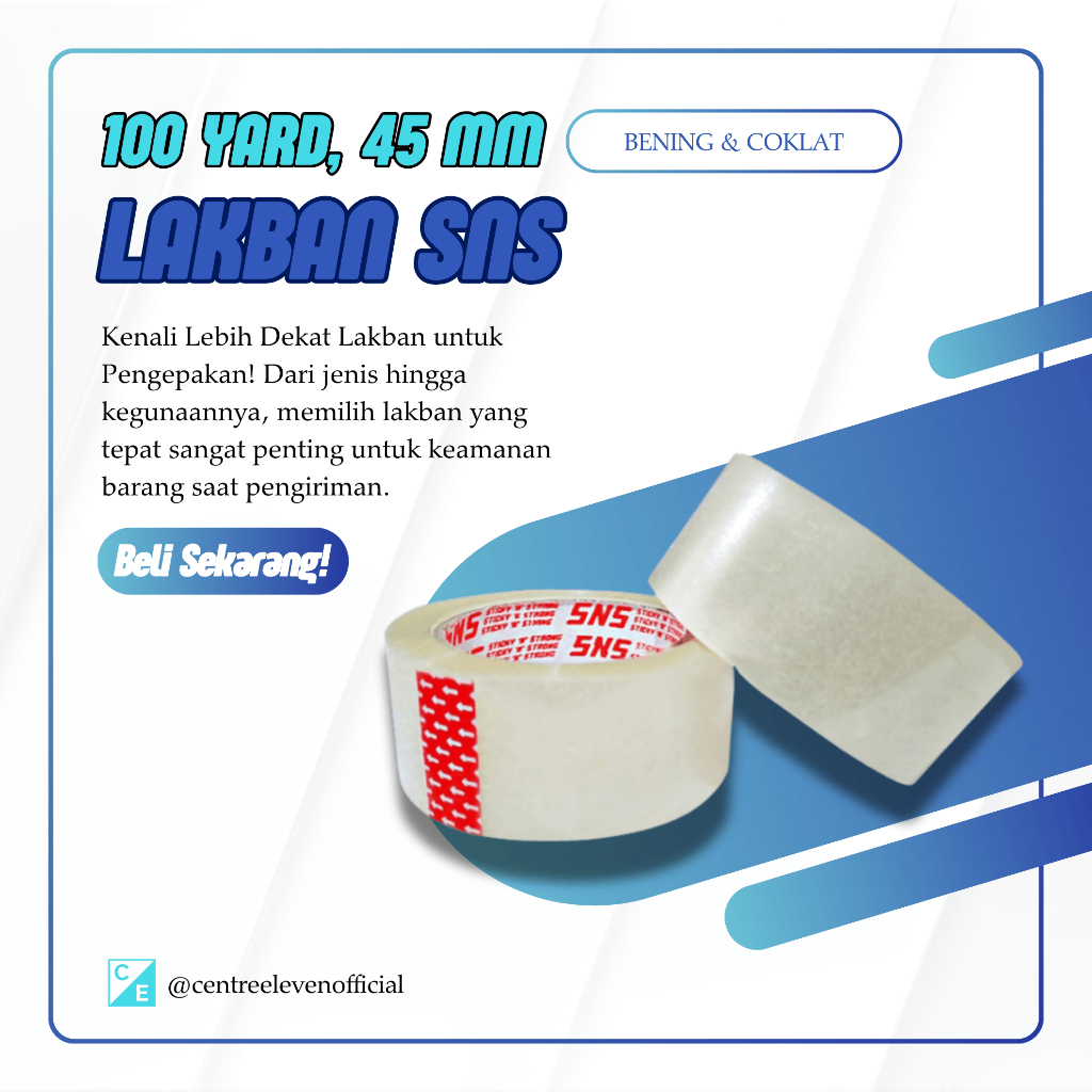 

LAKBAN BENING / COKLAT SNS - 100Yard X 45Mm Solatip Solasi Perekat, Peralatan Pack Packing Packaging