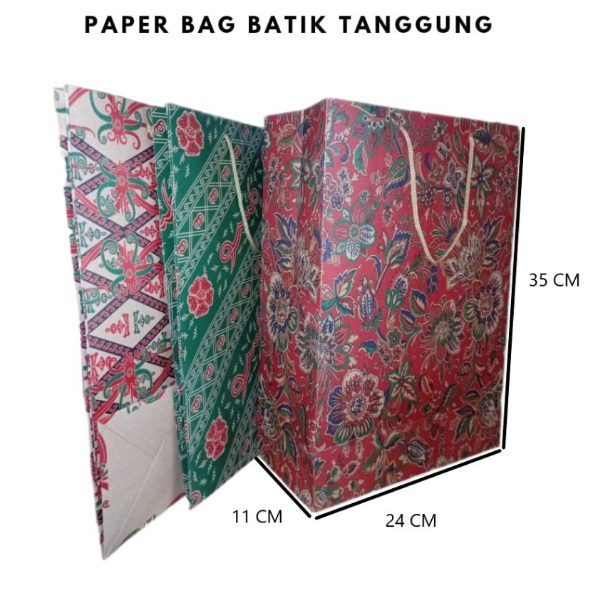 

PAPER BAG MOTIF / HAMPERS BAG / GOODIE BAG / SOUVENIR BAG / TAS KADO MOTIF / GIFT BAG / PAPER BAG BATIK TANGGUNG 24 CM X 11 CM X 35 CM