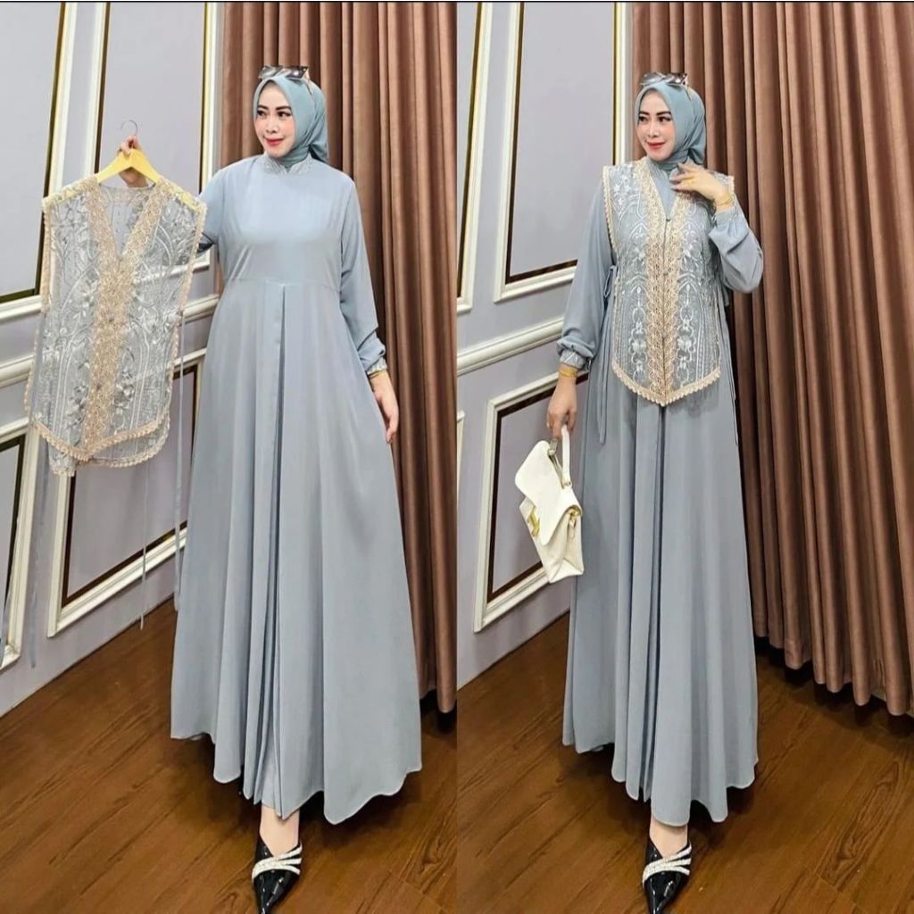 LORA MAXY MATT CERUTY BABYDOLL FULL FURING MIX BROKAT PLUS RENDA / GAMIS MODERN 2025/ BAJU MUSLIM PE
