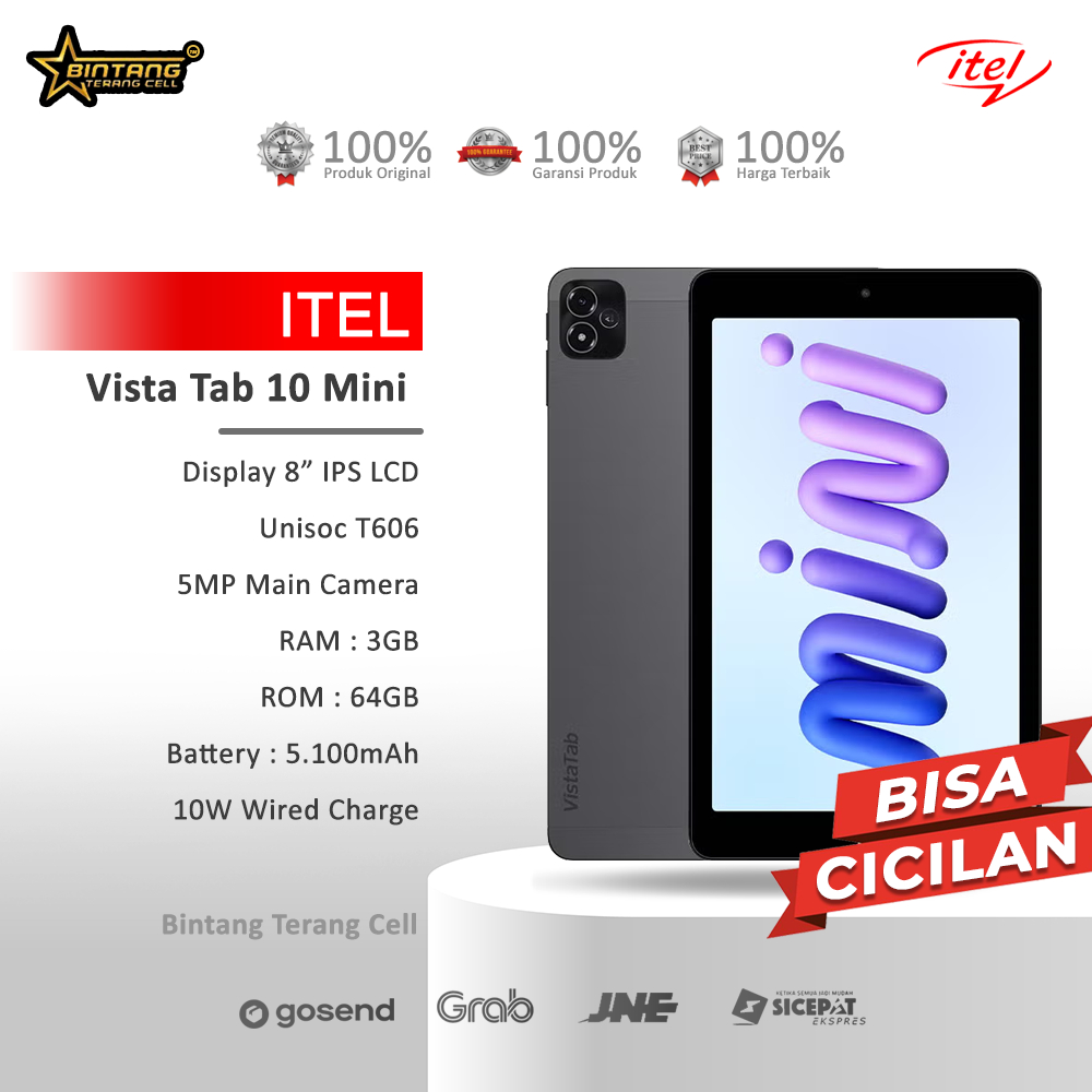 Itel Vista Tab 10 Mini RAM 3/64GB Layar 8" Inch Garansi Resmi