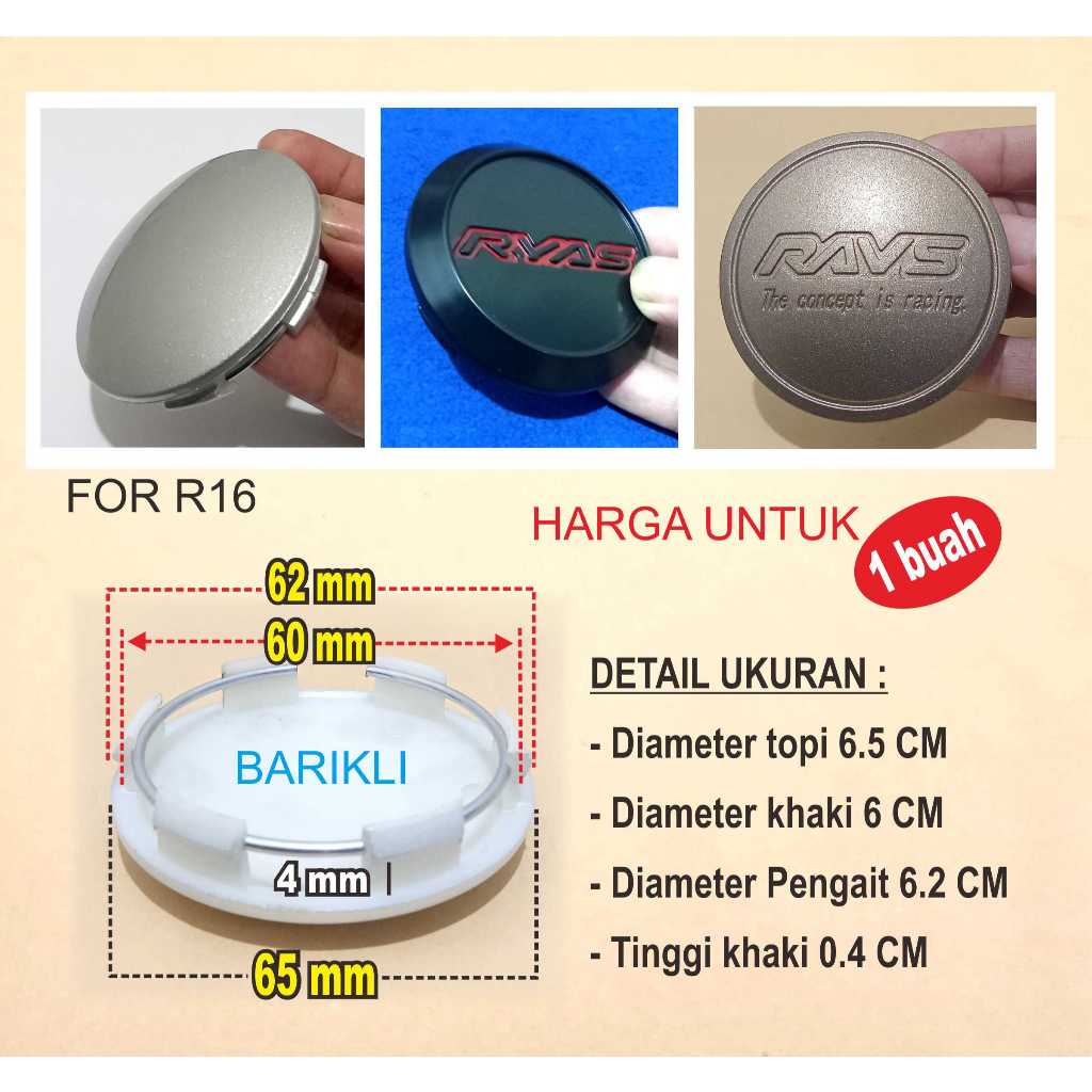1 BUAH DOP CENTER VELG CE28 TE37 RAYS RING 16