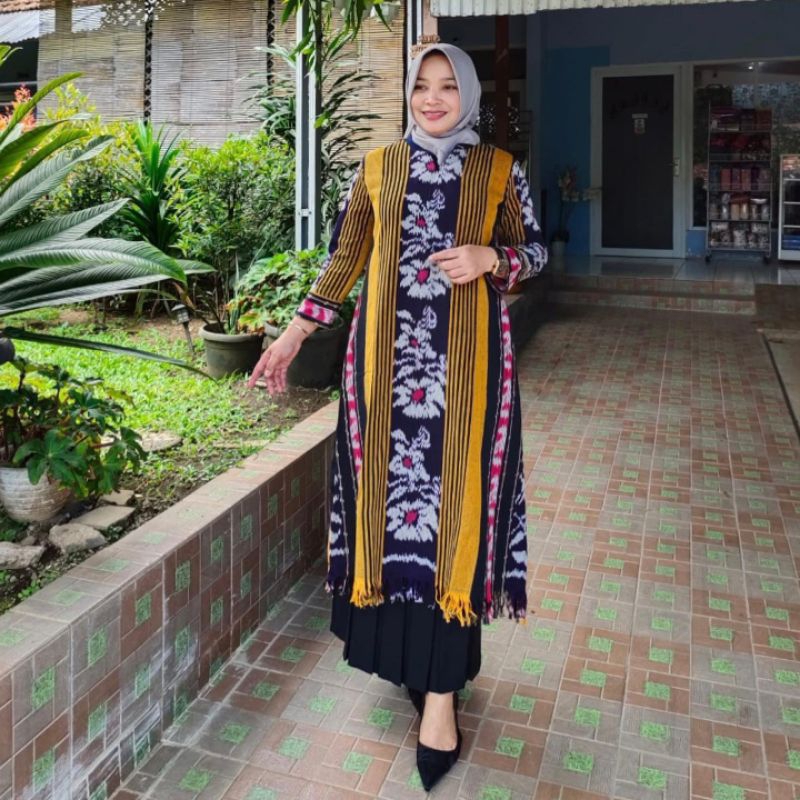 ( ready stok ) dress tenun wanita - dress tenun wanita hijab terbaru