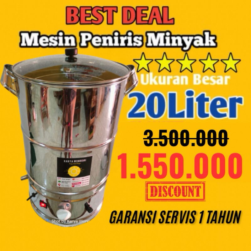 spiner peniris minyak 20 liter spinner mesin peniris minyak