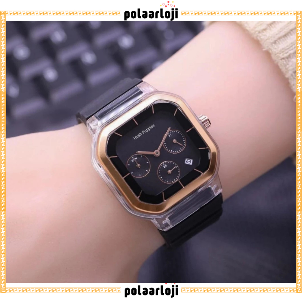ORIGINAL PA JAM TANGAN WANITA PRIA HUSH PUPPIES 2811 9311 RUBBER SEGI CRONO DETIK TANGGAL AKTIF