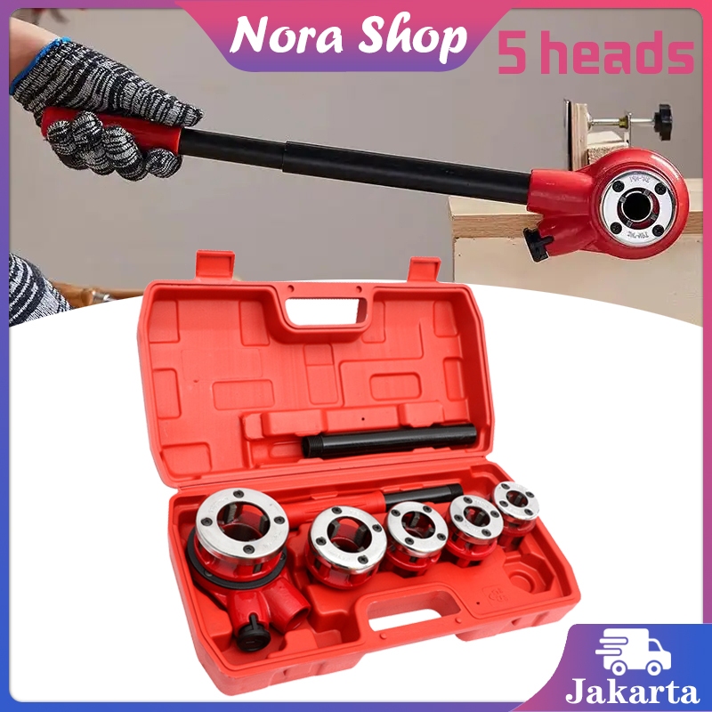 Senai Pipa Manual 1 Set Alat Drat Pipa Besi Tipe 62 1/2" - 1 1/4 " Snei Pipa Ratchet Die Stock