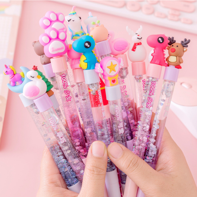 

PULPEN GEL GLITTER /BOLPOIN 0.5MM /BALLPOINT GLITER MOTIF KARTUN /PENA BOLPEN ANAK