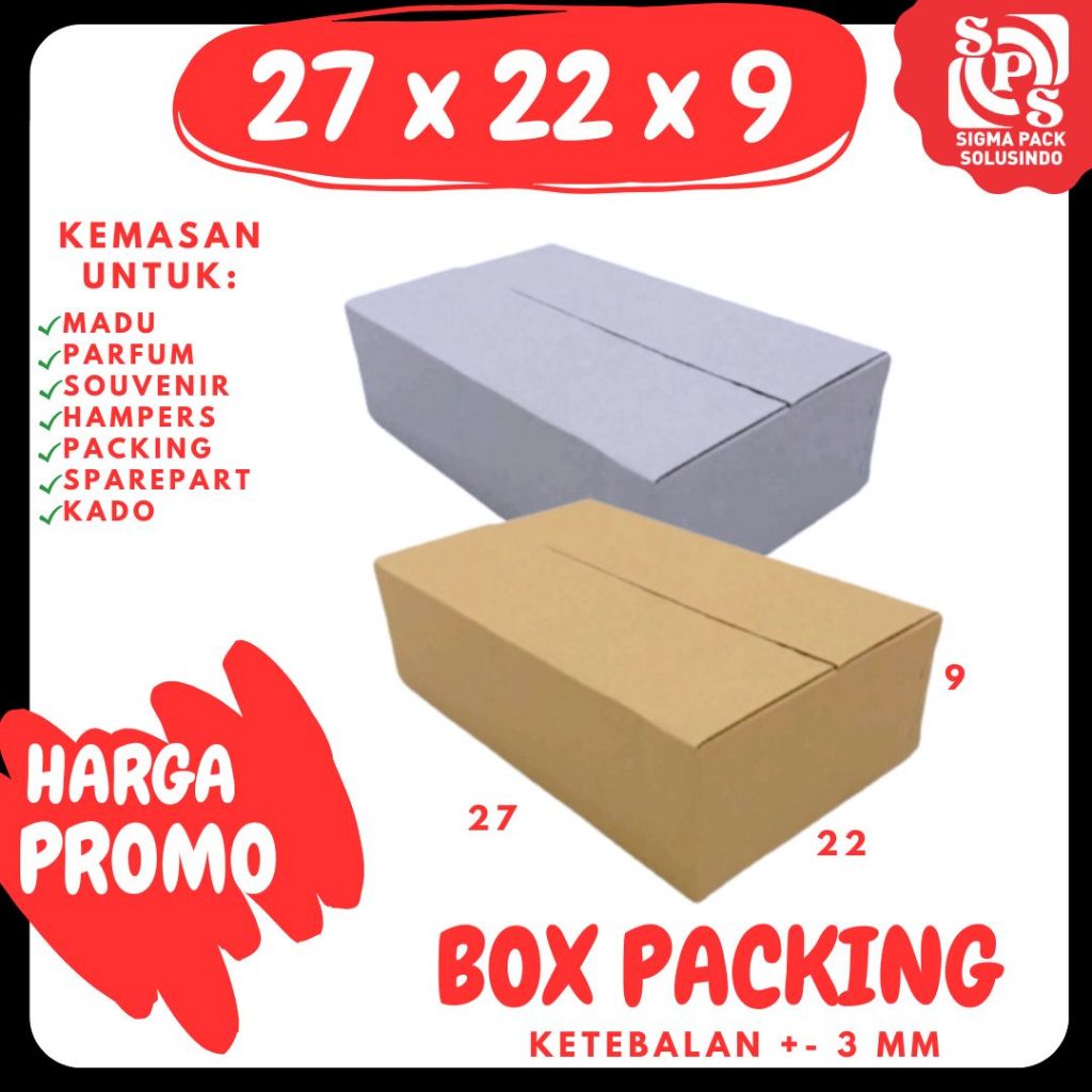 

Kardus 27x22x9 Box Packing A1 Karton Kotak Kemasan Olshop Sparepart Dus Souvenir