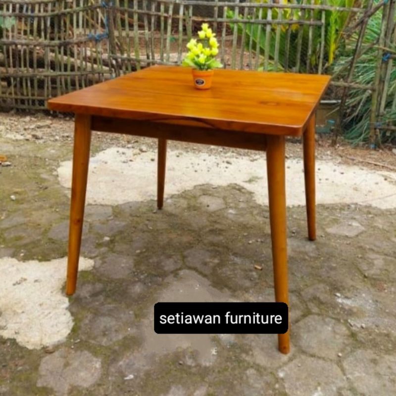 Meja Makan Cafe Minimalis Kayu Jati 80x80cm