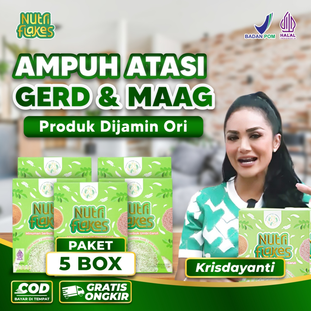 

[PAKET 5 BOX] | Nutriflakes | Sereal Alami Dari Umbi Garut dan Daun Kelor Bantu Mengatasi Asam Lambung