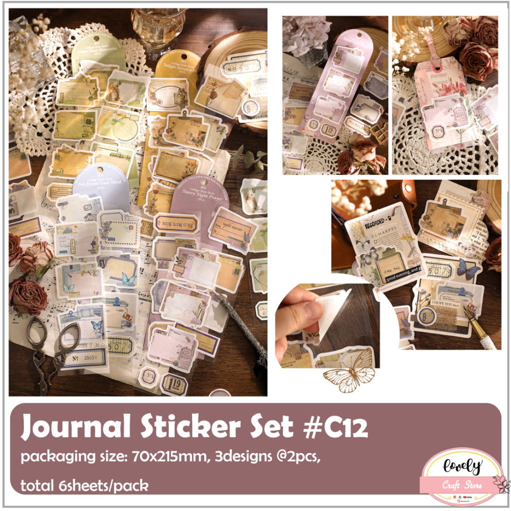 

LovelyCraftStore | C12 Deco Sticker Journaling Decoration Sticker Pack Stiker Kertas untuk Bujo, Scrapbook, etc DIY Deco Sticker Planner Journal Scrapbook