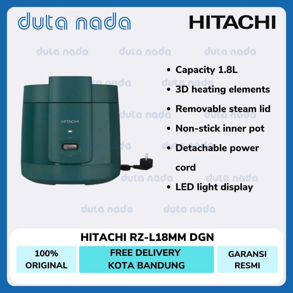 Penanak Nasi Hitachi RZ-L18MM DGN 1.8 Liter Hijau Tua