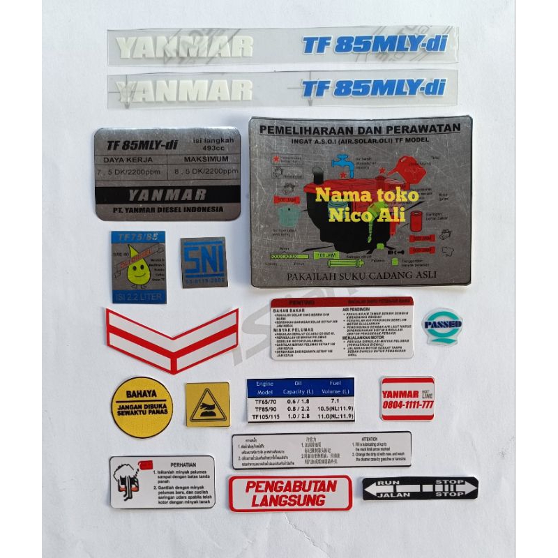 stiker yanmar tf85mly transparan (bening)