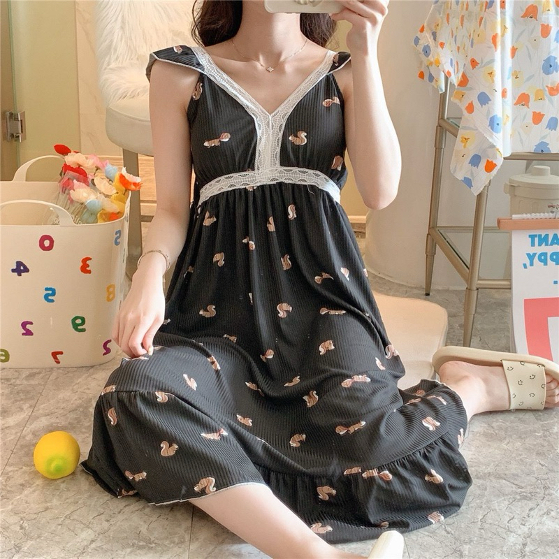 DYA369 Daster Jumbo Korean Style Cup Bra Dress Import M-XXL