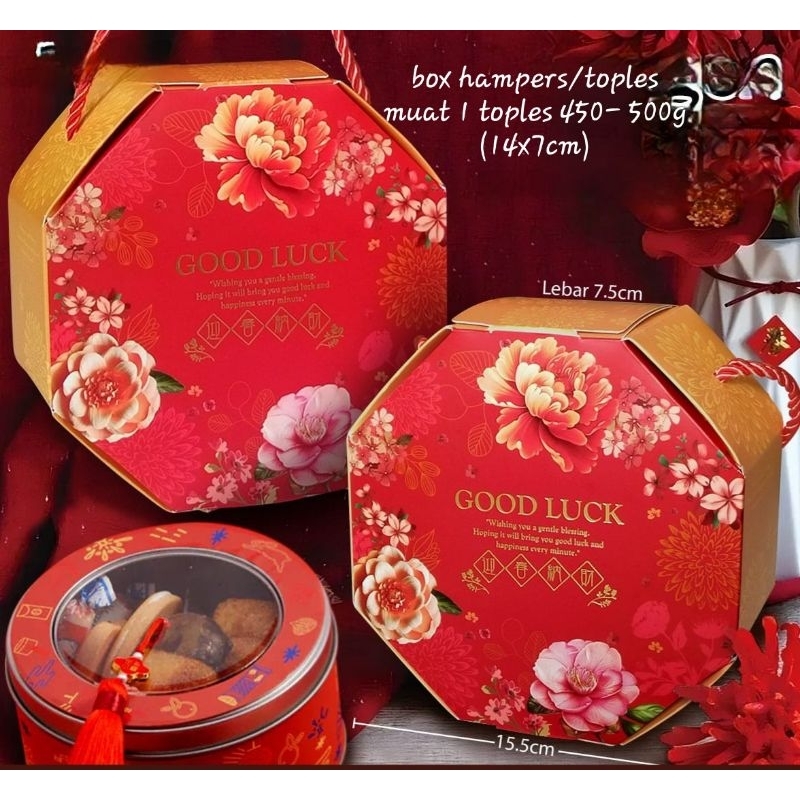 

1 Pack (4 pcs) Dus Imlek Box CNY Hampers Hexagon / Dus Toples Imlek (untuk 1 toples)
