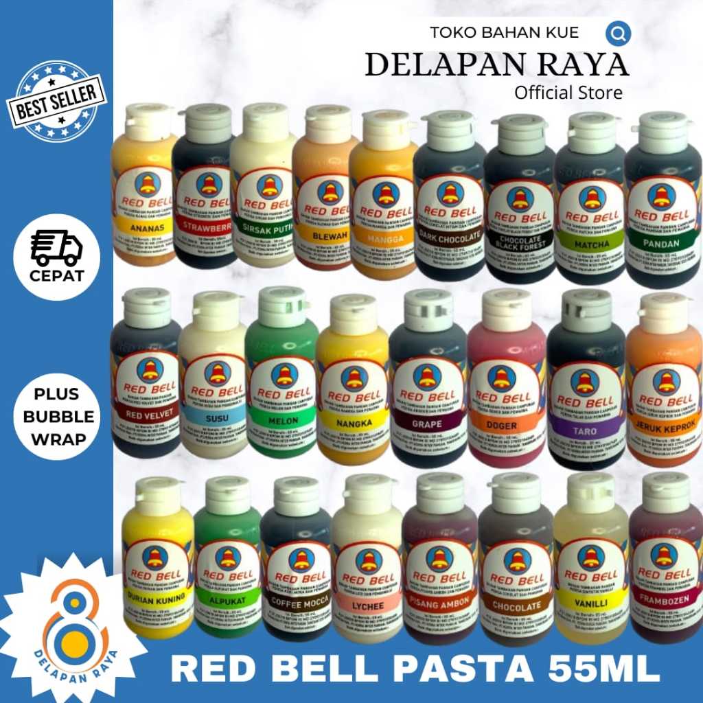 

RED BELL PASTA PERISA 55ML / PERISA PASTA UNTUK KUE PUDING MINUMAN -8Raya