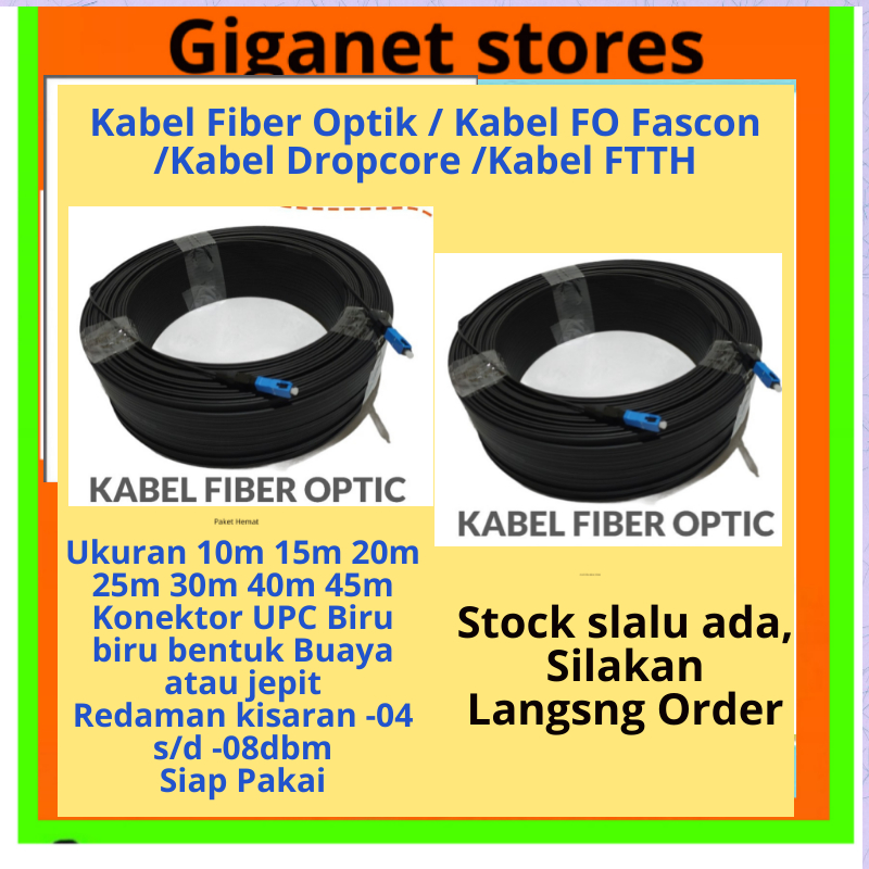 Kabel Fiber Optik Dropcore FTTH  Kabel FO Fascon Kabel Wifi 400 meter Siap pakai Bergaransi