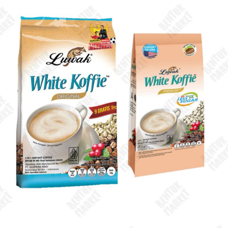 

Luwak White Koffie Premium Less Sugar 9s / Luwak White Koffie Original 9+1x20gr / Kopi Bubuk / Kopi Instan