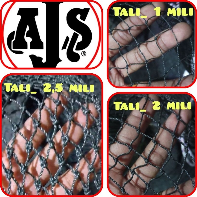 jaring PE, lubang 1 cm,  tali 1mm,2mm,2,5mm