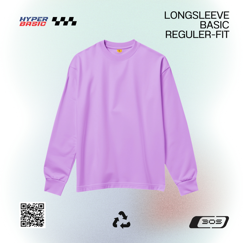 𝐇𝐲𝐩𝐞𝐫𝐛𝐚𝐬𝐢𝐜 Promo Baju Kaos Polos Lengan Panjang Wanita Warna Ungu Muda Lilac Ukuran S-XL