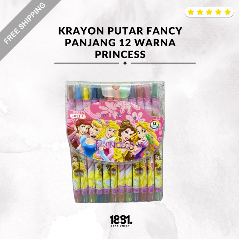 

Krayon Putar Fancy Panjang 1 Set 12 Warna | Krayon Princesses 12 Warna Fancy