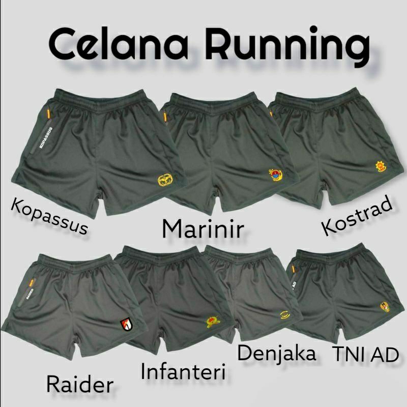 Celana Running Pria Pendek TNI Olahraga Joging Lari Basket Series Hitam